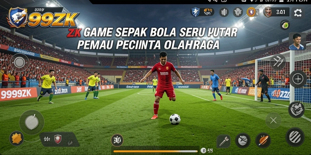 Tangkapan layar gameplay <strong>999ZK</strong> yang menampilkan aksi mendebarkan di lapangan sepak bola.