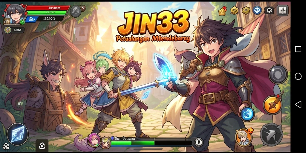Tangkapan layar JIN33 menampilkan karakter anime dalam pertarungan epik.