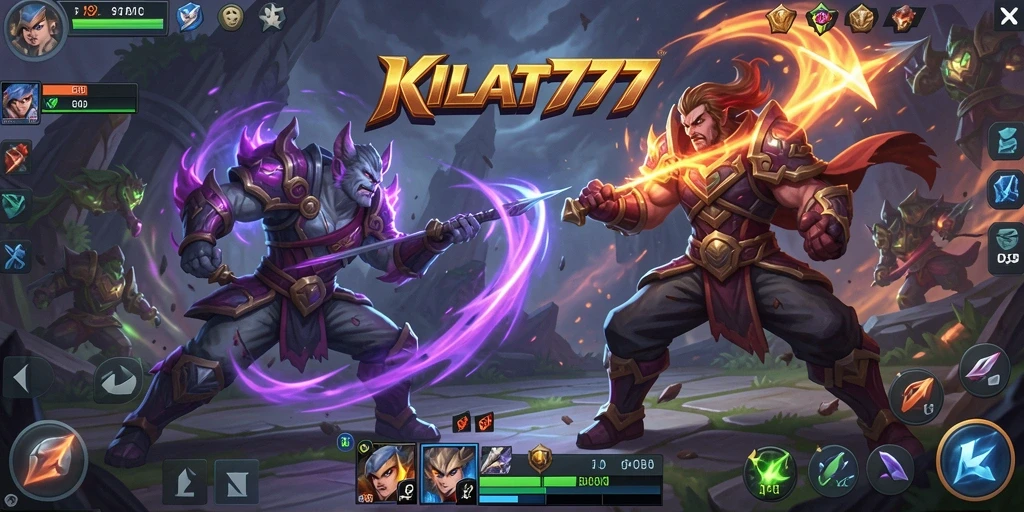 Tangkapan layar KILAT777 yang menunjukkan pertempuran seru dalam arena MOBA.