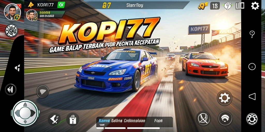 Tangkapan layar gameplay KOPI77 menunjukkan aksi balapan yang seru dan mendebarkan.