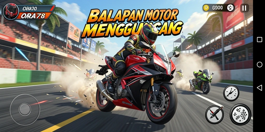 Gameplay ORA78 yang seru saat beradu kecepatan di lintasan.