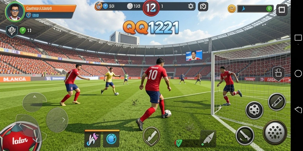 Screenshot utama QQ1221 menampilkan aksi olahraga yang dinamis dan menarik.