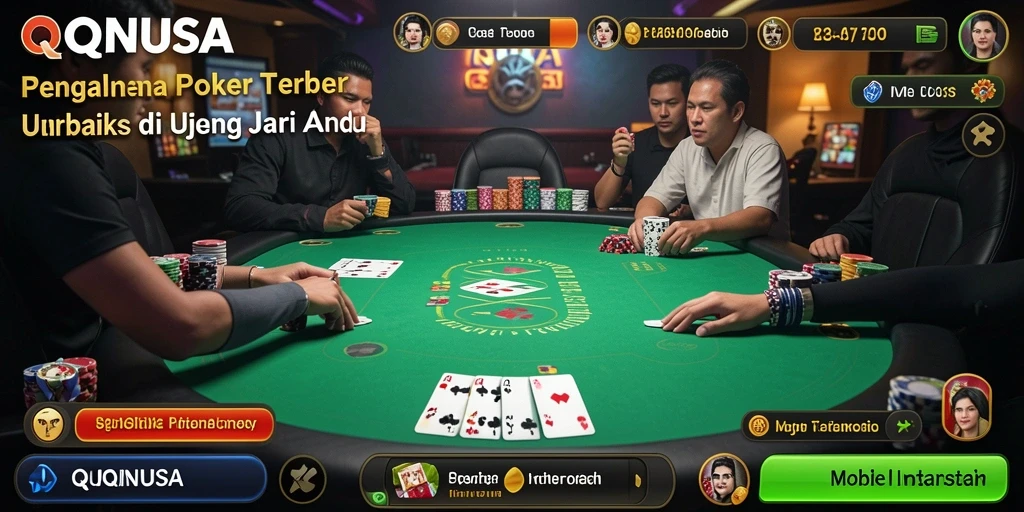 Screenshot utama QQNUSA menampilkan suasana permainan poker yang seru dan interaktif.