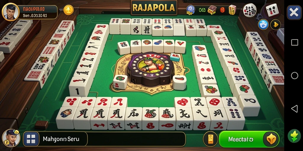 Tampilan menarik gameplay RAJAPOLA dengan ubin Mahjong.